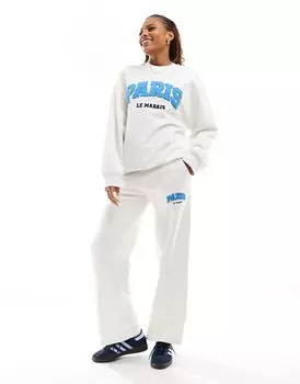 Кремовый свитшот оверсайз с изображением Парижа ASOS DESIGN — часть комплекта