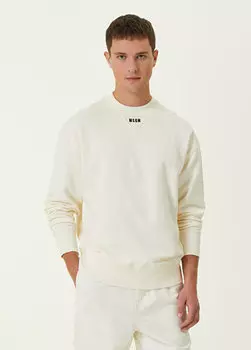 Кремовый свитшот с вышитым логотипом Msgm