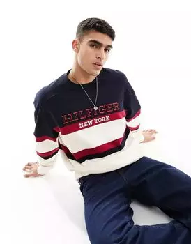 Кремовый свитшот в стиле колор-блок Tommy Hilfiger Monotype