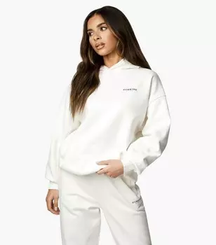 Кремовый свободный пуловер с капюшоном и логотипом Gym King Gym King, кремовый