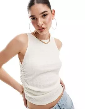 Кремовый текстурированный топ без рукавов со сборками Vero Moda