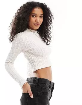 Кремовый текстурированный топ с длинными рукавами Pieces