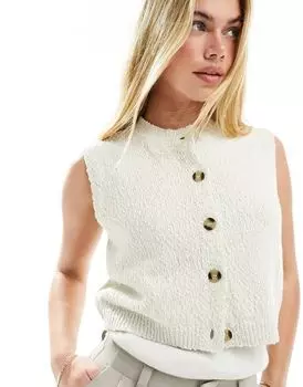 Кремовый текстурированный жилет букле ASOS