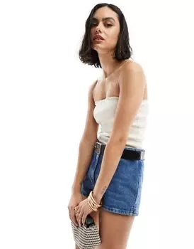 Кремовый топ-бандо с фестончатыми краями ASOS DESIGN