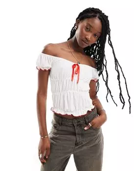 Кремовый топ COLLUSION со сборками и бантом