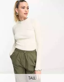 Кремовый топ с длинными рукавами и длинными рукавами Vero Moda с черным кантом