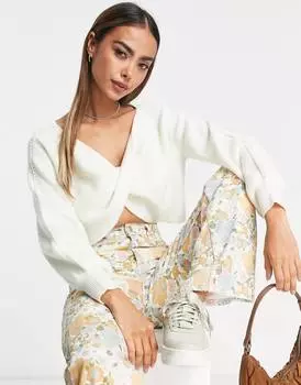 Кремовый топ с запахом Miss Selfridge
