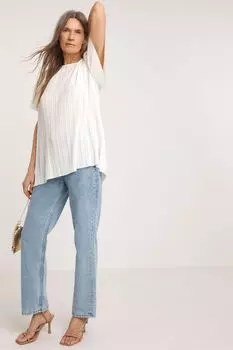 Кремовый топ со складками и короткими рукавами Jd Williams, бежевый