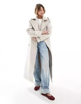 Кремовый тренч из искусственной шерсти ASOS DESIGN