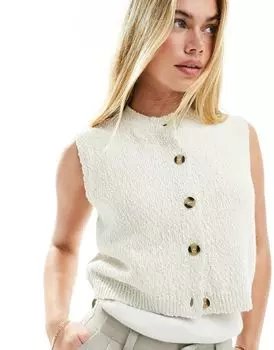 Кремовый трикотажный фактурный жилет из букле ASOS DESIGN