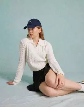 Кремовый трикотажный топ-поло с воротником Miss Selfridge