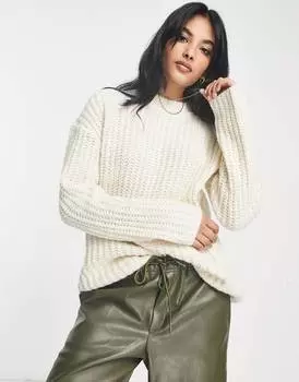 Кремовый удлиненный джемпер в крупную рубчик ASOS DESIGN