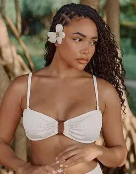 Кремовый укороченный бикини с квадратной пряжкой и жатой пряжкой 4th & Reckless x Loz Vassallo lulu