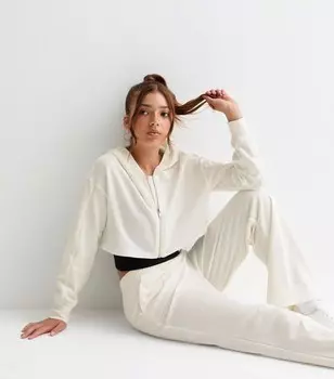 Кремовый укороченный худи для девочек New Look, кремовый