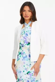 Кремовый укороченный пиджак строгого покроя QUIZ Clothing