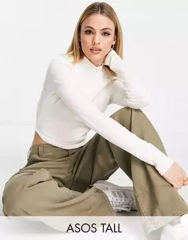 Кремовый укороченный топ с воротником стойкой ASOS DESIGN Tall