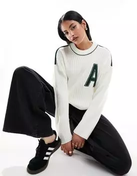 Кремовый университетский свитер с круглым вырезом ASOS DESIGN