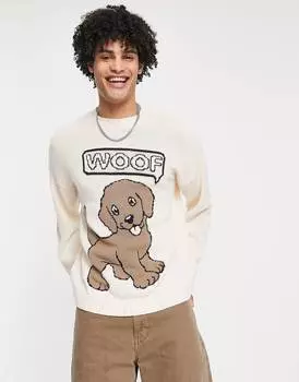 Кремовый вязаный джемпер с собачьим мотивом ASOS DESIGN