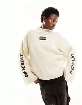 Кремовый вязаный джемпер с высоким воротником JJXX