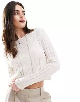 Кремовый вязаный свитер с круглым вырезом ASOS DESIGN