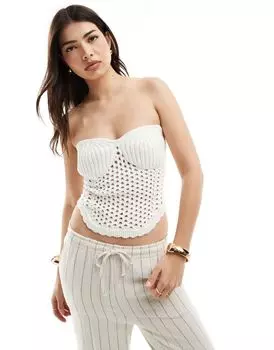 Кремовый вязаный топ-бандо крючком ASOS DESIGN