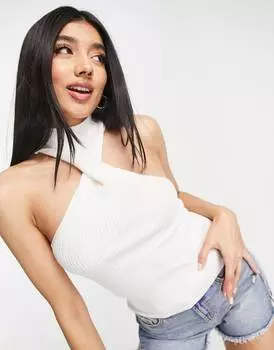 Кремовый вязаный топ с перекрученным спереди ASOS DESIGN