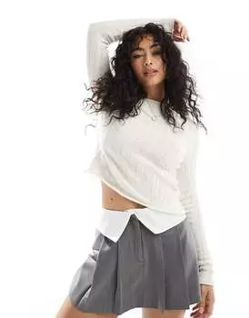 Кремовый вязаный топ с широким ребристым букле ASOS DESIGN