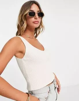 Кремовый вязаный топ с v-образным вырезом Vero Moda