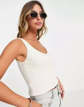 Кремовый вязаный топ с v-образным вырезом Vero Moda