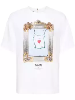 Креповая блузка с принтом Moschino, белый
