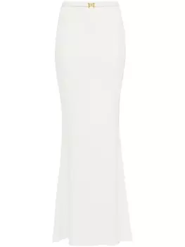 Креповая юбка макси с поясом Elisabetta Franchi, белый