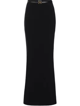 Креповая юбка макси с поясом Elisabetta Franchi, черный