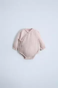 Креповое кимоно с оборками ZARA, розовый