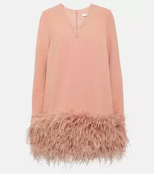 Креповое мини-платье aleannah с отделкой перьями Safiyaa, розовый