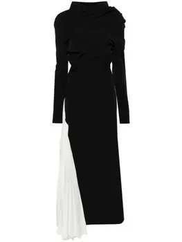Креповое платье макси асимметричного кроя A.W.A.K.E. Mode, черный