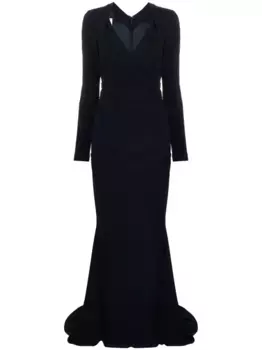 Креповое платье макси с драпировкой Talbot Runhof, синий