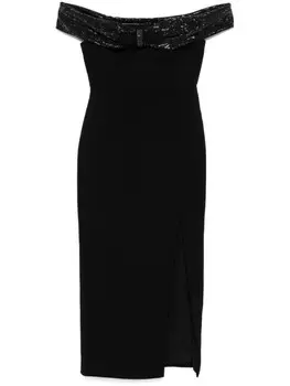 Креповое платье миди Self-Portrait, черный