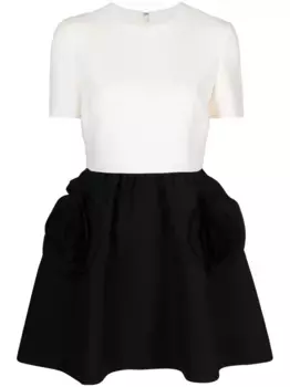 Креповое платье с цветочной аппликацией VALENTINO GARAVANI, белый