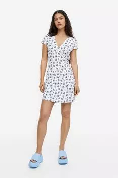 Креповое платье с запахом спереди H&M, белый/цветочный