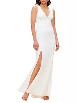 Креповое платье Sandra с разрезом Dress The Population, белый