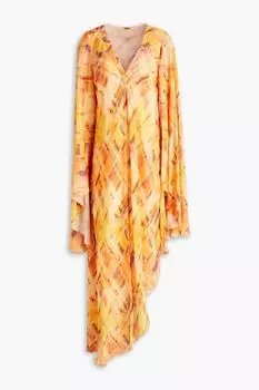 Креповое платье Shira асимметричного кроя с принтом CULT GAIA, бархатцы