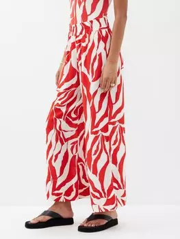 Креповые брюки широкого кроя livia с абстрактным принтом Haight, красный