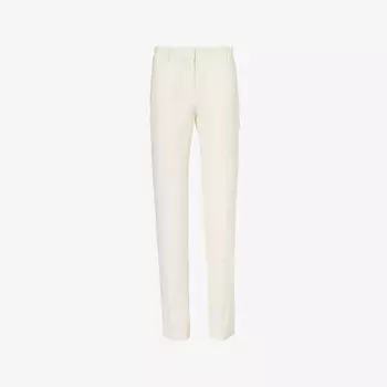 Креповые облегающие брюки из ткани Toteme, экрю