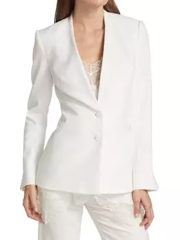 Креповый блейзер Allie с кружевной отделкой Simkhai, белый