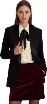 Креповый блейзер с атласной отделкой LAUREN Ralph Lauren, черный