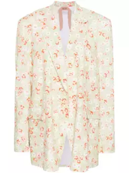 Креповый блейзер с цветочным принтом N21, зеленый