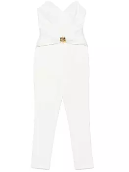 Креповый комбинезон с бантом Elisabetta Franchi, белый