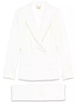 Креповый костюм Elisabetta Franchi с атласными лентами, белый