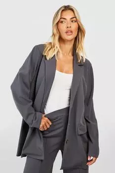 Креповый пиджак оверсайз boohoo, серый