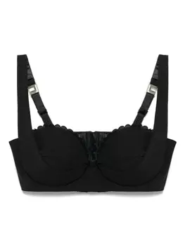 Креповый топ-бра с фестонами Elisabetta Franchi, черный